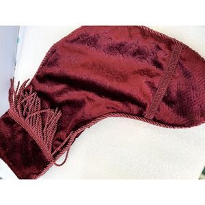 Christmas Stocking Burgundy Velvet with Fringe